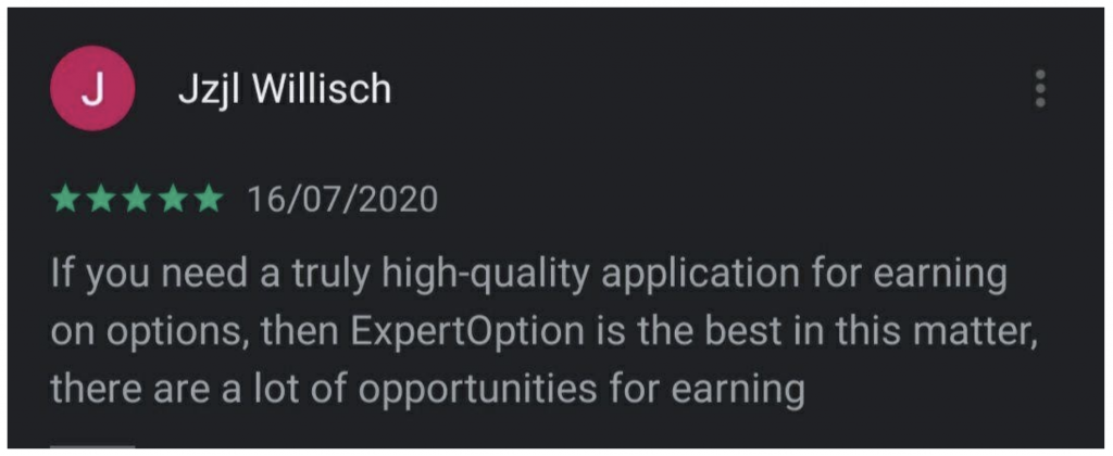 Reviews about ExpertOption from Google Play 3